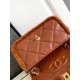Replica perfetta Borsa con patta in pelle di agnello shearling AS5149 Marrone Imitazione Outlet Online