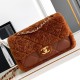 Replica perfetta Borsa con patta in pelle di agnello shearling AS5149 Marrone Imitazione Outlet Online