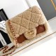 Replica perfetta Borsa mini con patta in pelle di agnello shearling AS5148 Beige Imitazione Outlet Online