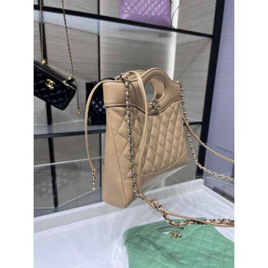 Perfette Qualità Repliche Borsa Shiny Lambskin 31 Mini Shopping AS4133 beige Imitazione