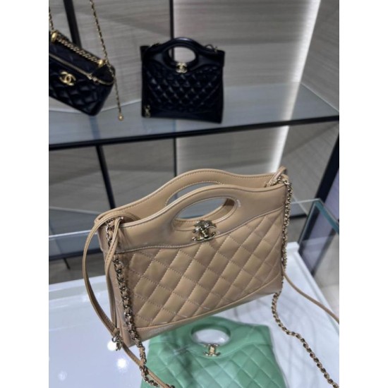 Perfette Qualità Repliche Borsa Shiny Lambskin 31 Mini Shopping AS4133 beige Imitazione