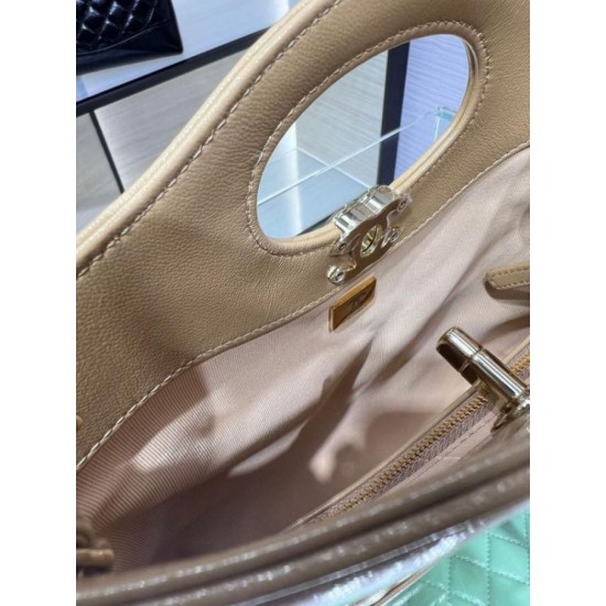Perfette Qualità Repliche Borsa Shiny Lambskin 31 Mini Shopping AS4133 beige Imitazione