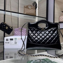 Migliore Repliche Borsa Shiny Lambskin 31 Mini Shopping AS4133 nera Economiche Outlet Online