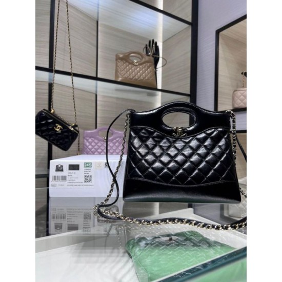 Migliore Repliche Borsa Shiny Lambskin 31 Mini Shopping AS4133 nera Economiche Outlet Online