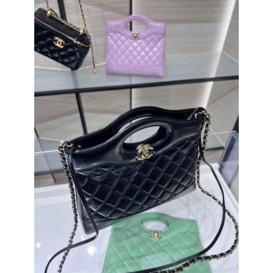Migliore Repliche Borsa Shiny Lambskin 31 Mini Shopping AS4133 nera Economiche Outlet Online