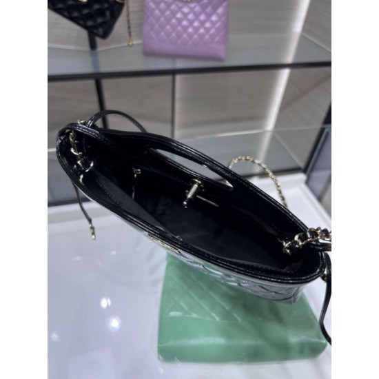 Migliore Repliche Borsa Shiny Lambskin 31 Mini Shopping AS4133 nera Economiche Outlet Online