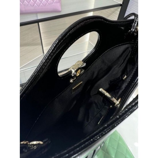 Migliore Repliche Borsa Shiny Lambskin 31 Mini Shopping AS4133 nera Economiche Outlet Online