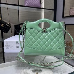 Miglior Falso Shiny Lambskin 31 Mini Shopping Bag AS4133 Verde Economiche Premium