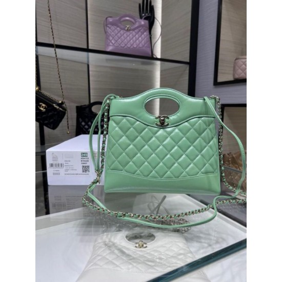 Miglior Falso Shiny Lambskin 31 Mini Shopping Bag AS4133 Verde Economiche Premium