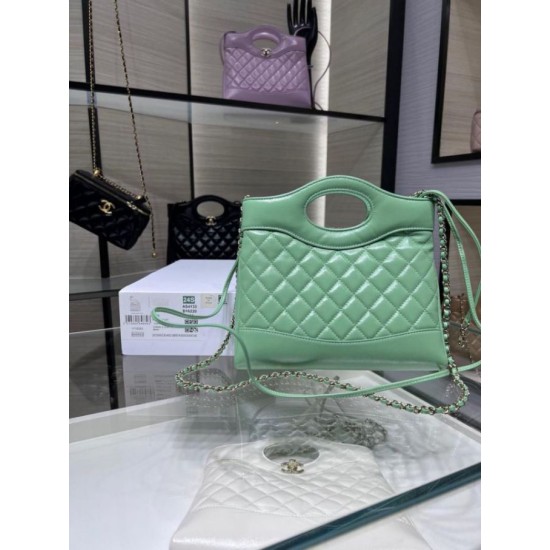 Miglior Falso Shiny Lambskin 31 Mini Shopping Bag AS4133 Verde Economiche Premium