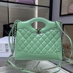 Miglior Falso Shiny Lambskin 31 Mini Shopping Bag AS4133 Verde Economiche Premium