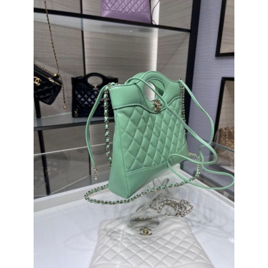 Miglior Falso Shiny Lambskin 31 Mini Shopping Bag AS4133 Verde Economiche Premium