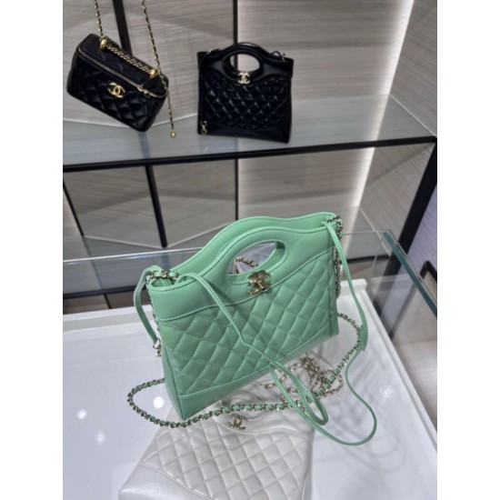 Miglior Falso Shiny Lambskin 31 Mini Shopping Bag AS4133 Verde Economiche Premium
