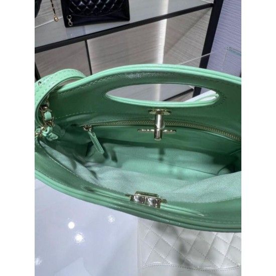 Miglior Falso Shiny Lambskin 31 Mini Shopping Bag AS4133 Verde Economiche Premium