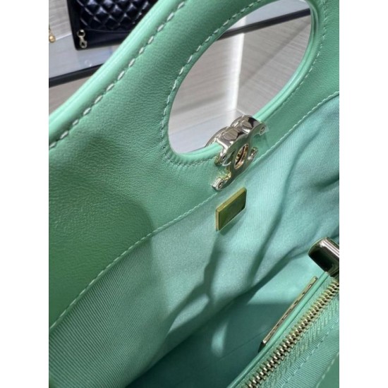 Miglior Falso Shiny Lambskin 31 Mini Shopping Bag AS4133 Verde Economiche Premium