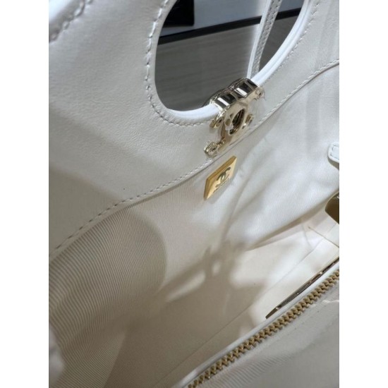 Miglior Falso Borsa Shiny Lambskin 31 Mini Shopping Bag AS4133 Bianco Economiche Premium