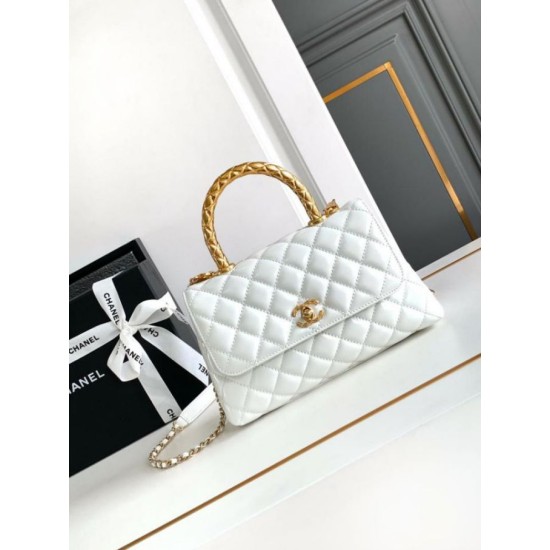 Perfette Qualità Repliche Borsa piccola con manico in cocco A92990 Bianca Imitazione