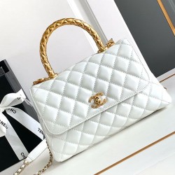 Perfette Qualità Repliche Borsa piccola con manico in cocco A92990 Bianca Imitazione