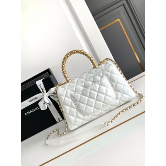 Perfette Qualità Repliche Borsa piccola con manico in cocco A92990 Bianca Imitazione