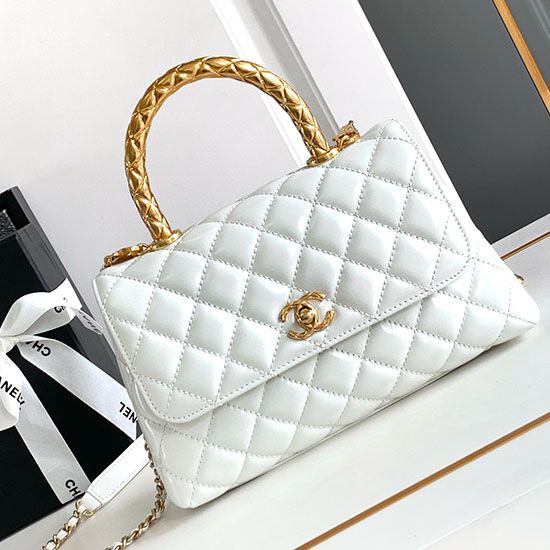 Perfette Qualità Repliche Borsa piccola con manico in cocco A92990 Bianca Imitazione