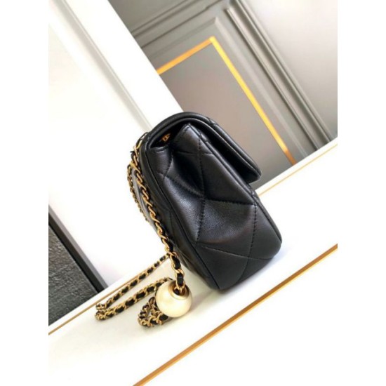 Miglior Falso Small Flap Bag Nero AS4861 Economiche Premium