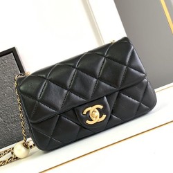 Miglior Falso Small Flap Bag Nero AS4861 Economiche Premium