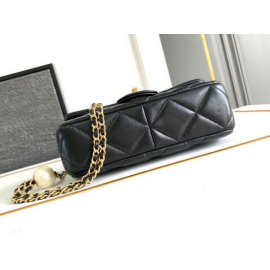 Miglior Falso Small Flap Bag Nero AS4861 Economiche Premium