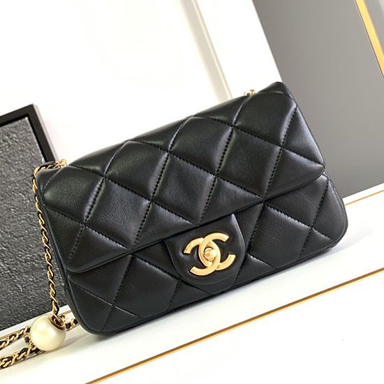 Miglior Falso Small Flap Bag Nero AS4861 Economiche Premium