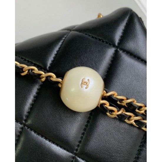 Miglior Falso Small Flap Bag Nero AS4861 Economiche Premium