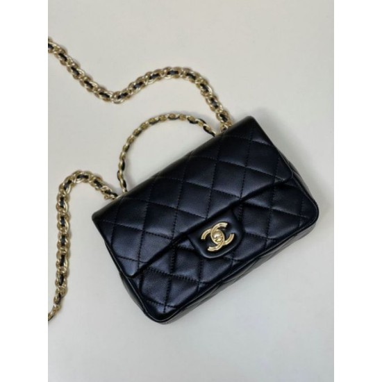 Perfette Qualità Repliche Borsa piccola con patta con manico superiore nera AS4023 Imitazione