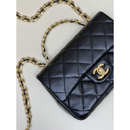Perfette Qualità Repliche Borsa piccola con patta con manico superiore nera AS4023 Imitazione
