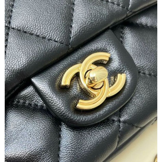 Perfette Qualità Repliche Borsa piccola con patta con manico superiore nera AS4023 Imitazione