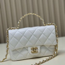 Replica perfetta Borsa piccola con patta con manico superiore bianca AS4023 Imitazione Outlet Online
