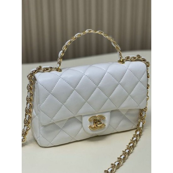 Replica perfetta Borsa piccola con patta con manico superiore bianca AS4023 Imitazione Outlet Online