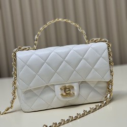 Replica perfetta Borsa piccola con patta con manico superiore bianca AS4023 Imitazione Outlet Online