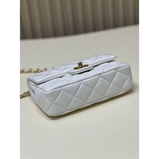 Replica perfetta Borsa piccola con patta con manico superiore bianca AS4023 Imitazione Outlet Online