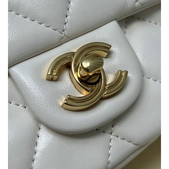 Replica perfetta Borsa piccola con patta con manico superiore bianca AS4023 Imitazione Outlet Online