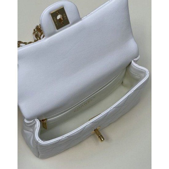 Replica perfetta Borsa piccola con patta con manico superiore bianca AS4023 Imitazione Outlet Online