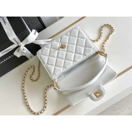 Perfette Qualità Repliche Borsa piccola con patta e manico superiore AS4038 Bianco Imitazione