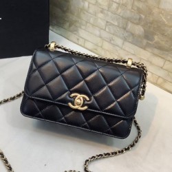Miglior Falso Borsa Vintage con patta nera AS2615 Economiche Premium