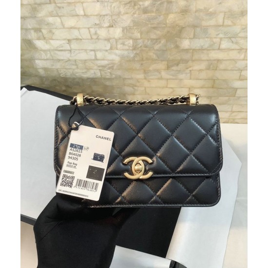 Miglior Falso Borsa Vintage con patta nera AS2615 Economiche Premium