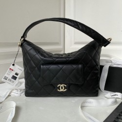 Miglior Falso Borsa hobo in pelle di vitello piccola nera AS4347 Economiche Premium