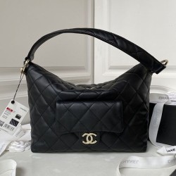 Miglior Falso Borsa hobo in pelle di vitello piccola nera AS4347 Economiche Premium