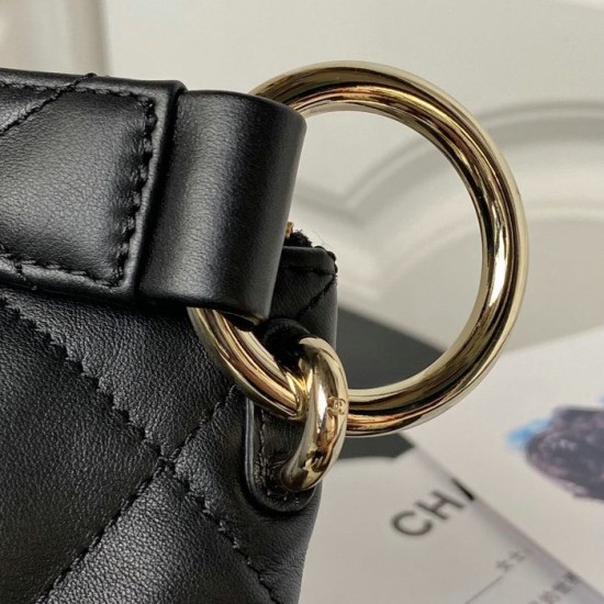 Miglior Falso Borsa hobo in pelle di vitello piccola nera AS4347 Economiche Premium