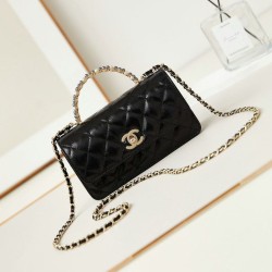 Miglior Falso Borsa piccola con patta e manico superiore AP3803 Nero Economiche Premium