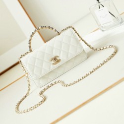 Replica perfetta Borsa piccola con patta e manico superiore AP3803 Bianco Imitazione Outlet Online