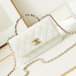 Replica perfetta Borsa piccola con patta e manico superiore AP3803 Bianco Imitazione Outlet Online