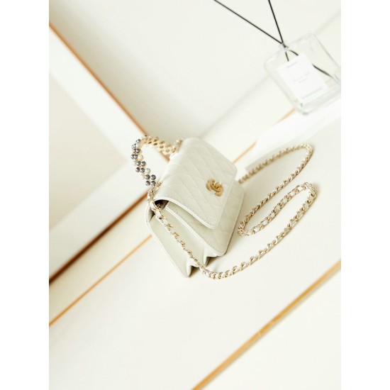 Replica perfetta Borsa piccola con patta e manico superiore AP3803 Bianco Imitazione Outlet Online