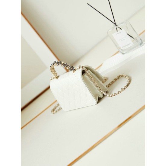 Replica perfetta Borsa piccola con patta e manico superiore AP3803 Bianco Imitazione Outlet Online