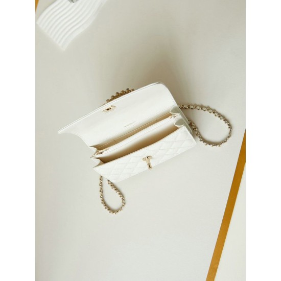 Replica perfetta Borsa piccola con patta e manico superiore AP3803 Bianco Imitazione Outlet Online